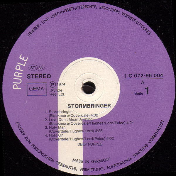 Deep Purple : Stormbringer (LP, Album, RE)