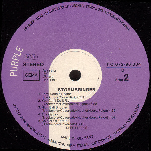 Deep Purple : Stormbringer (LP, Album, RE)