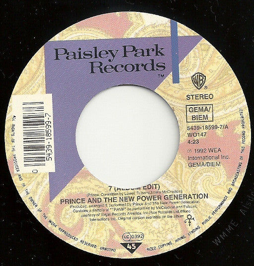 Prince And The New Power Generation : 7 (7", Single, Big)
