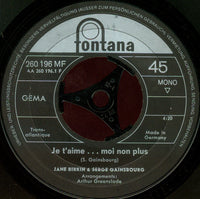 Jane Birkin Avec Serge Gainsbourg : Je T'aime... Moi Non Plus / Jane B. (7", Single, Mono, Top)