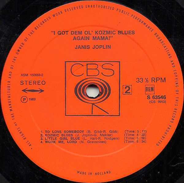 Janis Joplin : I Got Dem Ol' Kozmic Blues Again Mama! (LP, Album)