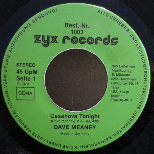 Dave Meaney* : Casanova Tonight / Nighttime Loser (7")