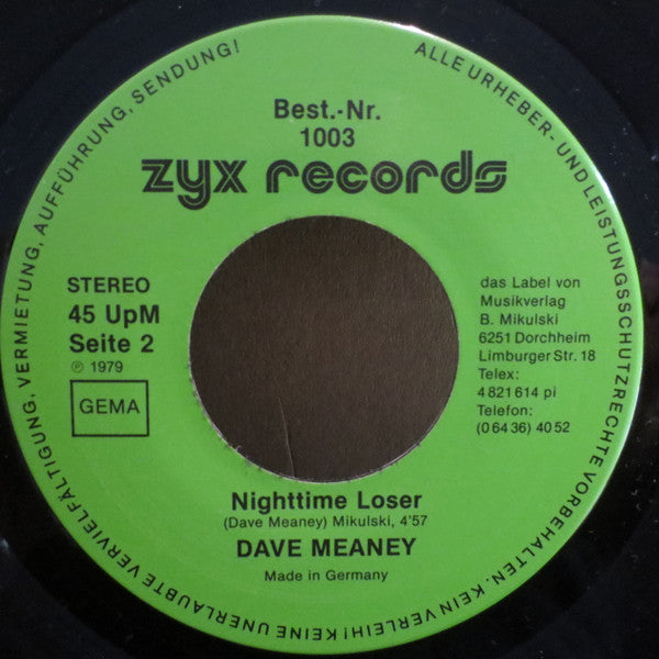 Dave Meaney* : Casanova Tonight / Nighttime Loser (7")