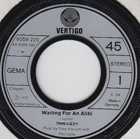 Thin Lizzy : Waiting For An Alibi (7", Single)