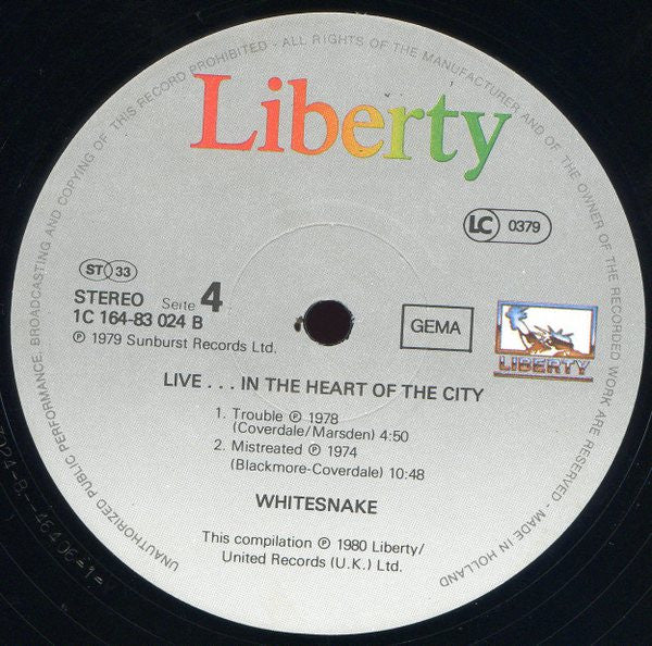 Whitesnake : Live... In The Heart Of The City (2xLP, Album)