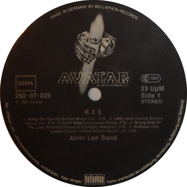 Alvin Lee : RX5 (LP, Album)