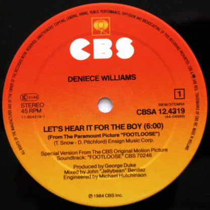 Deniece Williams : Let's Hear It For The Boy (12", Maxi)