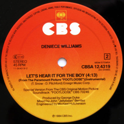 Deniece Williams : Let's Hear It For The Boy (12", Maxi)