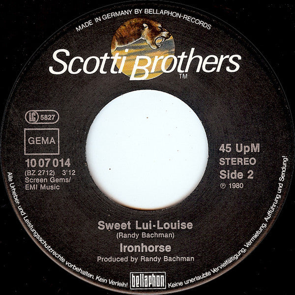 Ironhorse : What's Your Hurry Darlin' / Sweet Lui-Louise (7", Single)