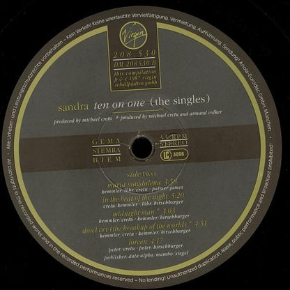 Sandra : Ten On One (The Singles) (LP, Comp)