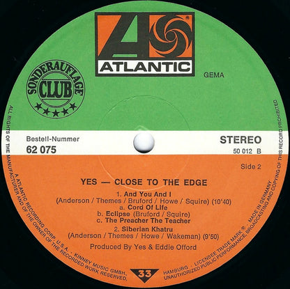 Yes : Close To The Edge (LP, Album, Club)