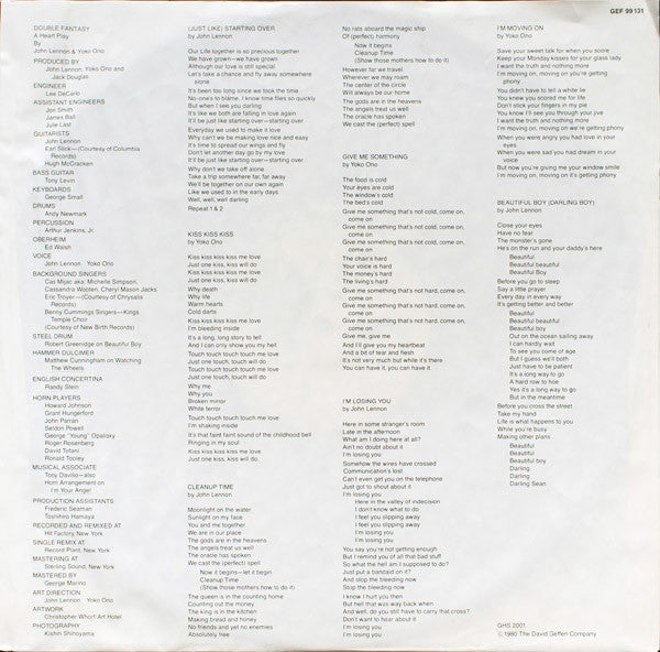 John Lennon & Yoko Ono : Double Fantasy (LP, Album, RP)
