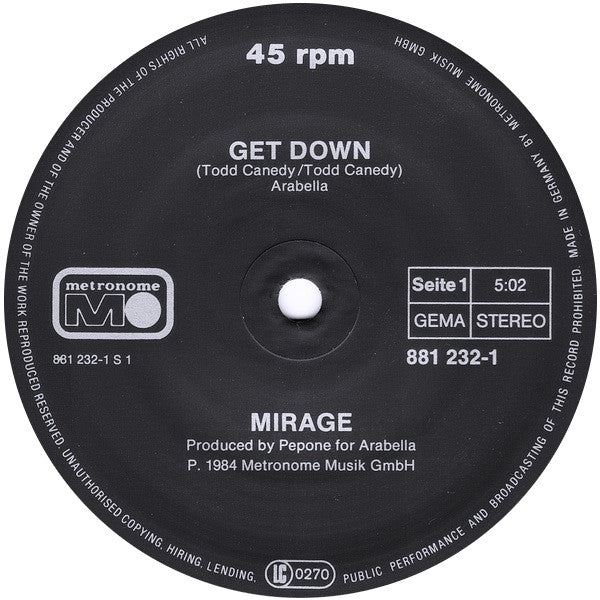 Mirage (7) : Get Down (12", Maxi)