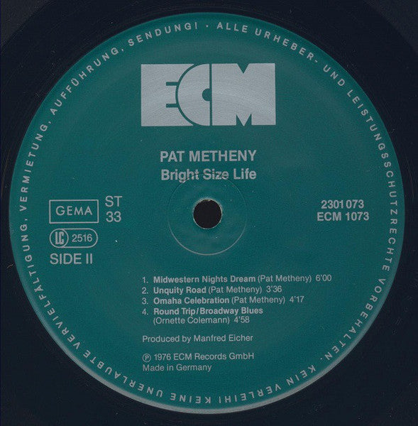 Pat Metheny : Bright Size Life (LP, Album, RE)