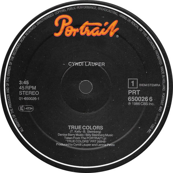 Cyndi Lauper : True Colors (12", Maxi)