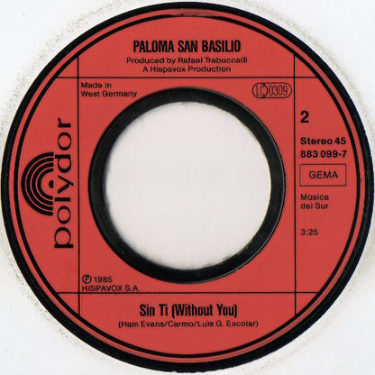 Paloma San Basilio : La Fiesta Termino / Sin Ti (Without You) (7", Single)