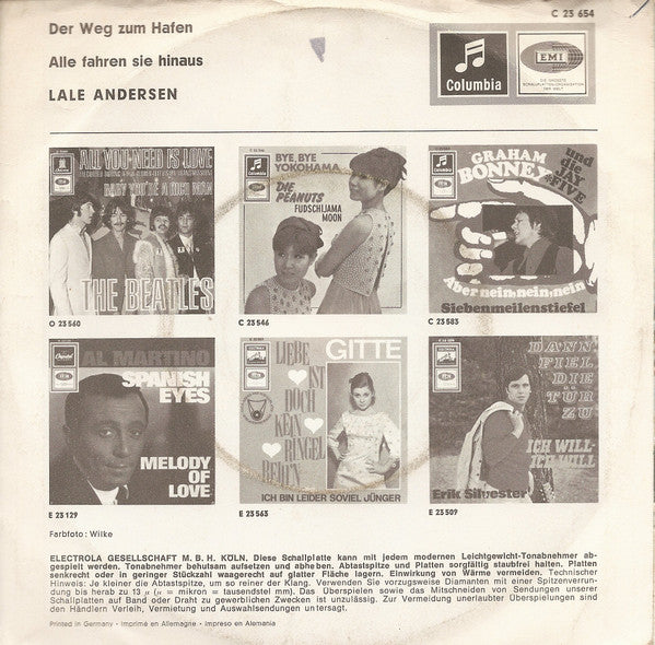 Lale Andersen : Der Weg Zum Hafen / Alle Fahren Sie Hinaus (7", Single)
