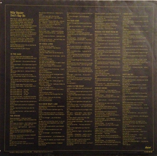 Billy Squier : Don't Say No (LP, Album)
