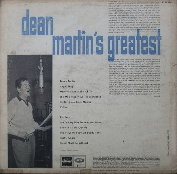 Dean Martin : Dean Martin's Greatest (LP, Comp, Mono)