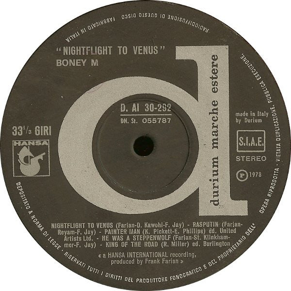 Boney M. : Nightflight To Venus (LP, Album, Thi)