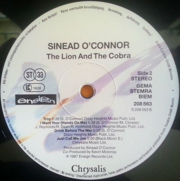 Sinéad O'Connor : The Lion And The Cobra (LP, Album)