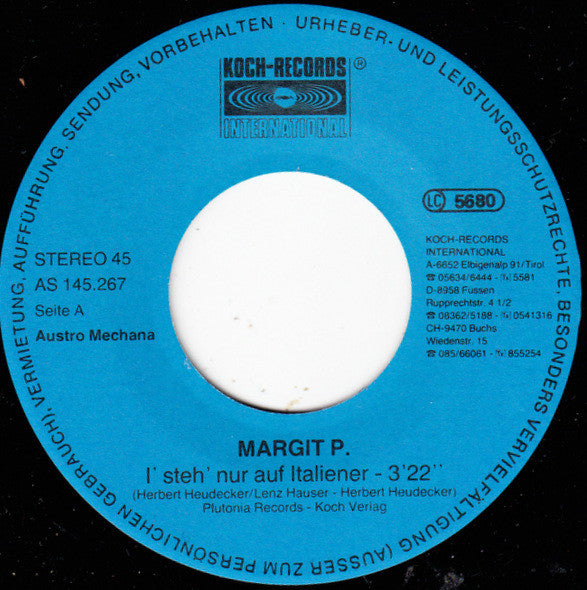 Margit P. : I' Steh' Nur Auf Italiener (7", Single)