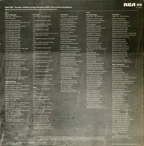 Iggy Pop : The Idiot (LP, Album)