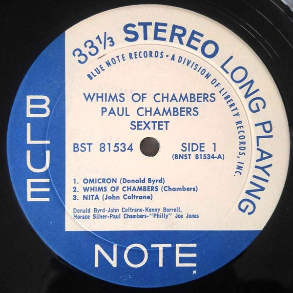 Paul Chambers Sextet : Whims Of Chambers (LP, Album, RE)