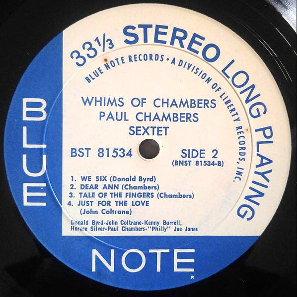Paul Chambers Sextet : Whims Of Chambers (LP, Album, RE)