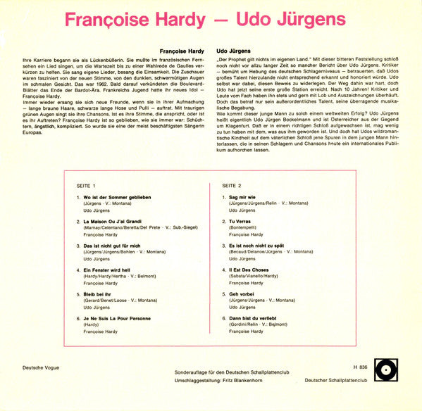 Françoise Hardy - Udo Jürgens : Francoise + Udo (LP, Comp, Club)