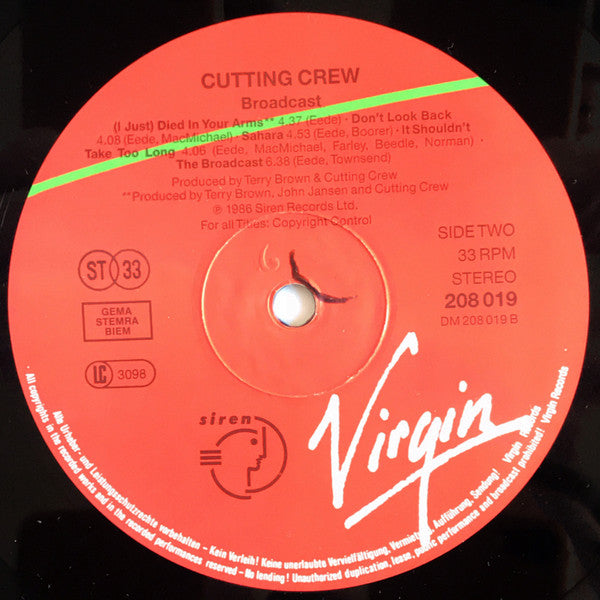 Cutting Crew : Broadcast (LP, Album)
