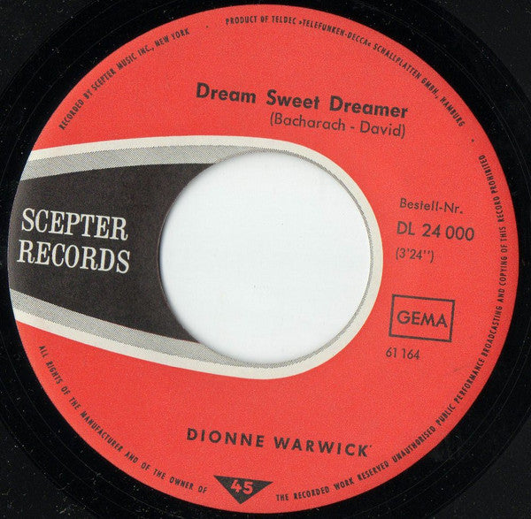 Dionne Warwick : This Girl's In Love With You / Dream Sweet Dreamer (7")