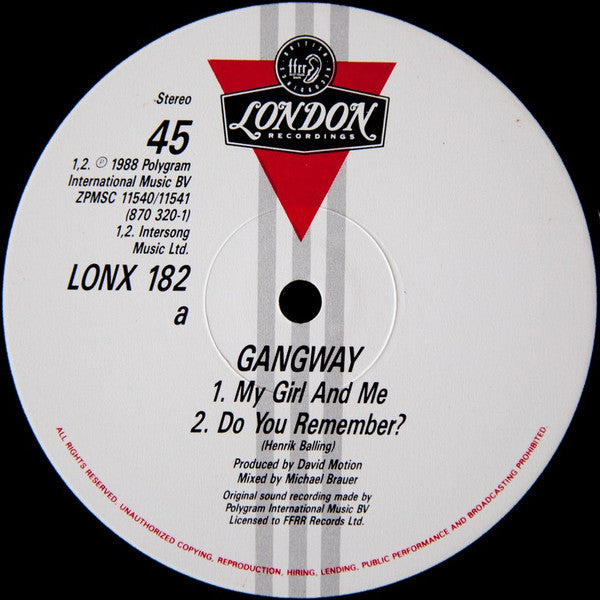 Gangway : My Girl And Me (12", Single)