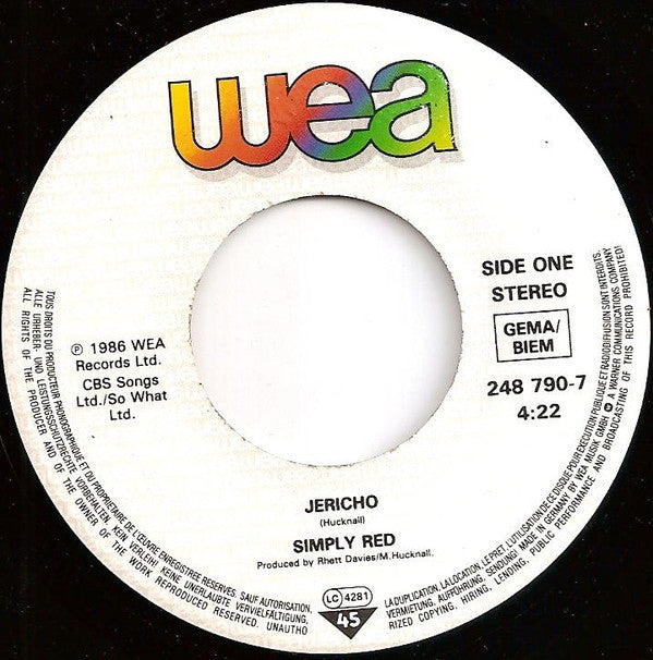 Simply Red : Jericho (7", Single)