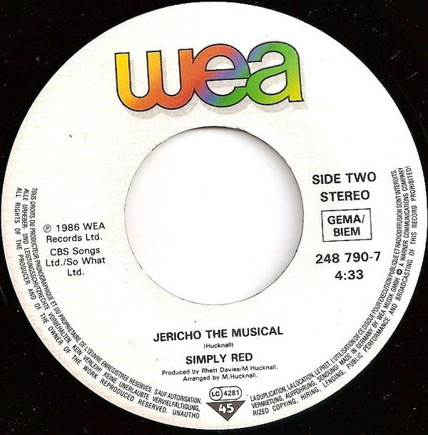 Simply Red : Jericho (7", Single)