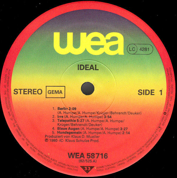 Ideal (3) : Ideal (LP, Album, RE)