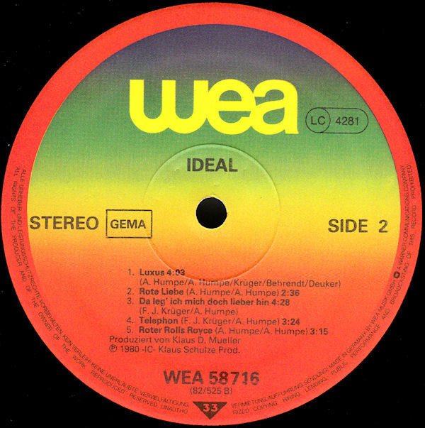 Ideal (3) : Ideal (LP, Album, RE)
