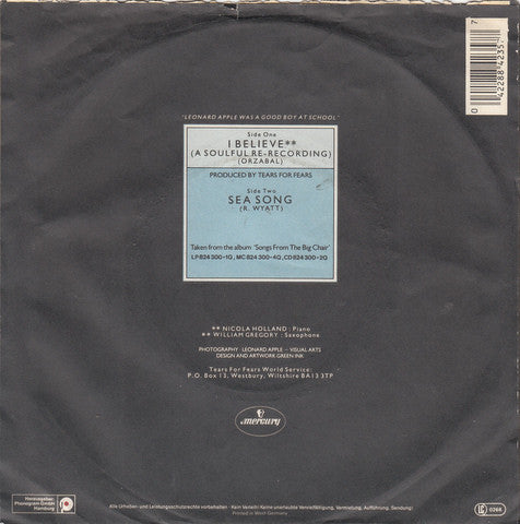 Tears For Fears : I Believe (A Soulful Re-Recording) (7", Single)