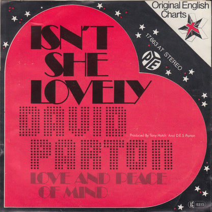 David Parton : Isn't She Lovely (7", Single)