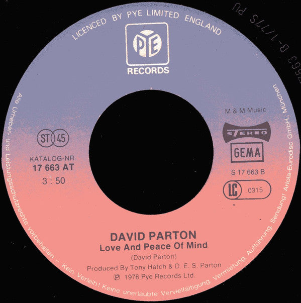David Parton : Isn't She Lovely (7", Single)