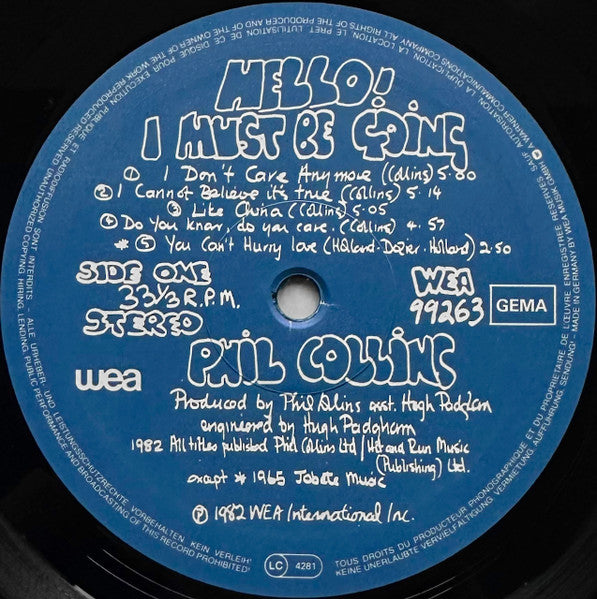 Phil Collins : Hello, I Must Be Going! (LP, Album, Gat)
