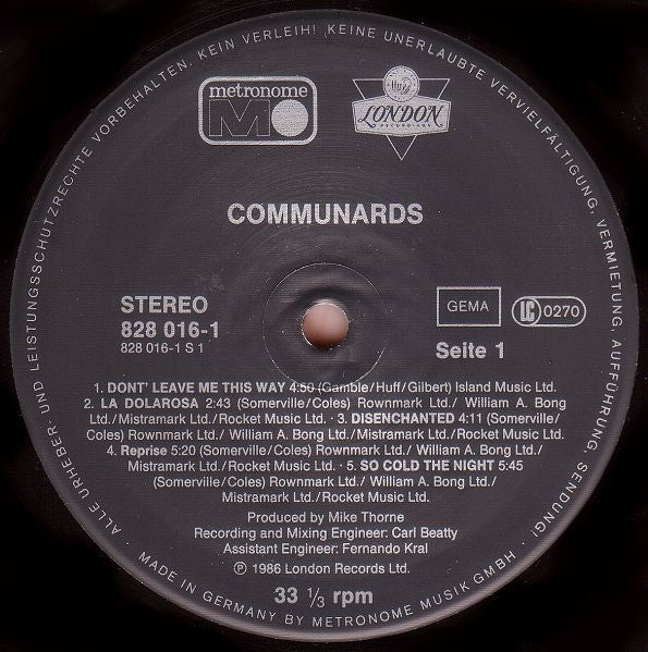 Communards* : Communards (LP, Album)