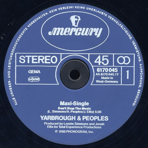 Yarbrough & Peoples : Don't Stop The Music (12", Maxi)
