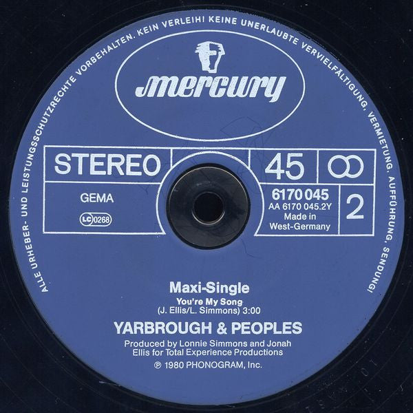 Yarbrough & Peoples : Don't Stop The Music (12", Maxi)