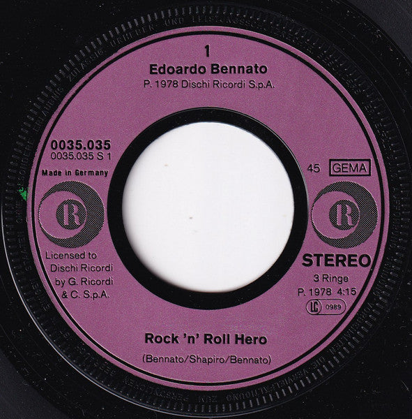 Edoardo Bennato : Rock 'N' Roll Hero / Tower Of Babel (7", Single)