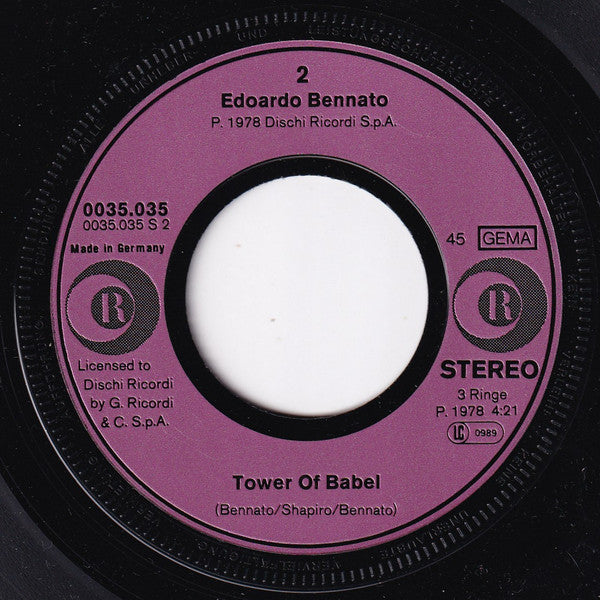 Edoardo Bennato : Rock 'N' Roll Hero / Tower Of Babel (7", Single)