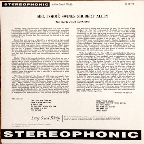 Mel Tormé, Marty Paich Orchestra : Swings Shubert Alley (LP, Album, RE, 180)