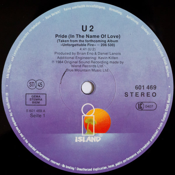 U2 : Pride (In The Name Of Love) (12", Maxi)