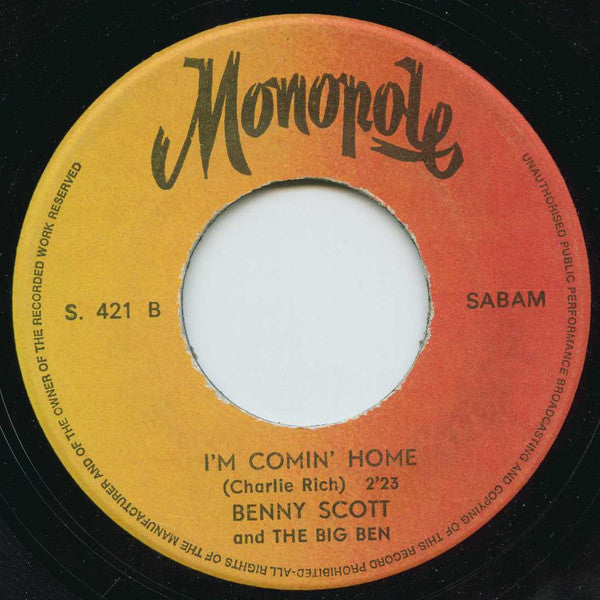 Benny Scott And The Big Ben : Angel / I'm Coming Home (7")