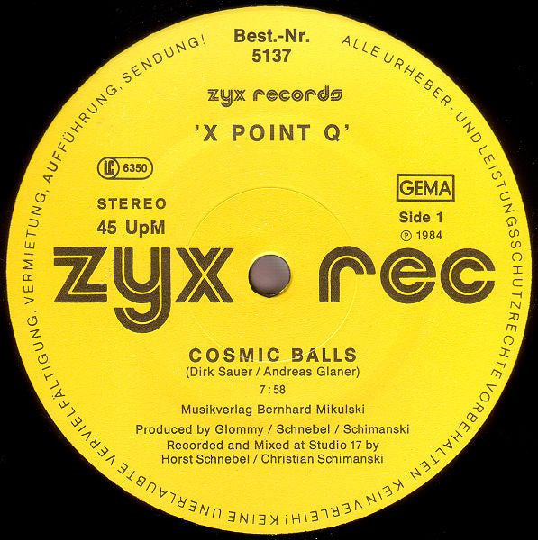 X Point Q : Cosmic Balls / Magma Effectmyx (12")